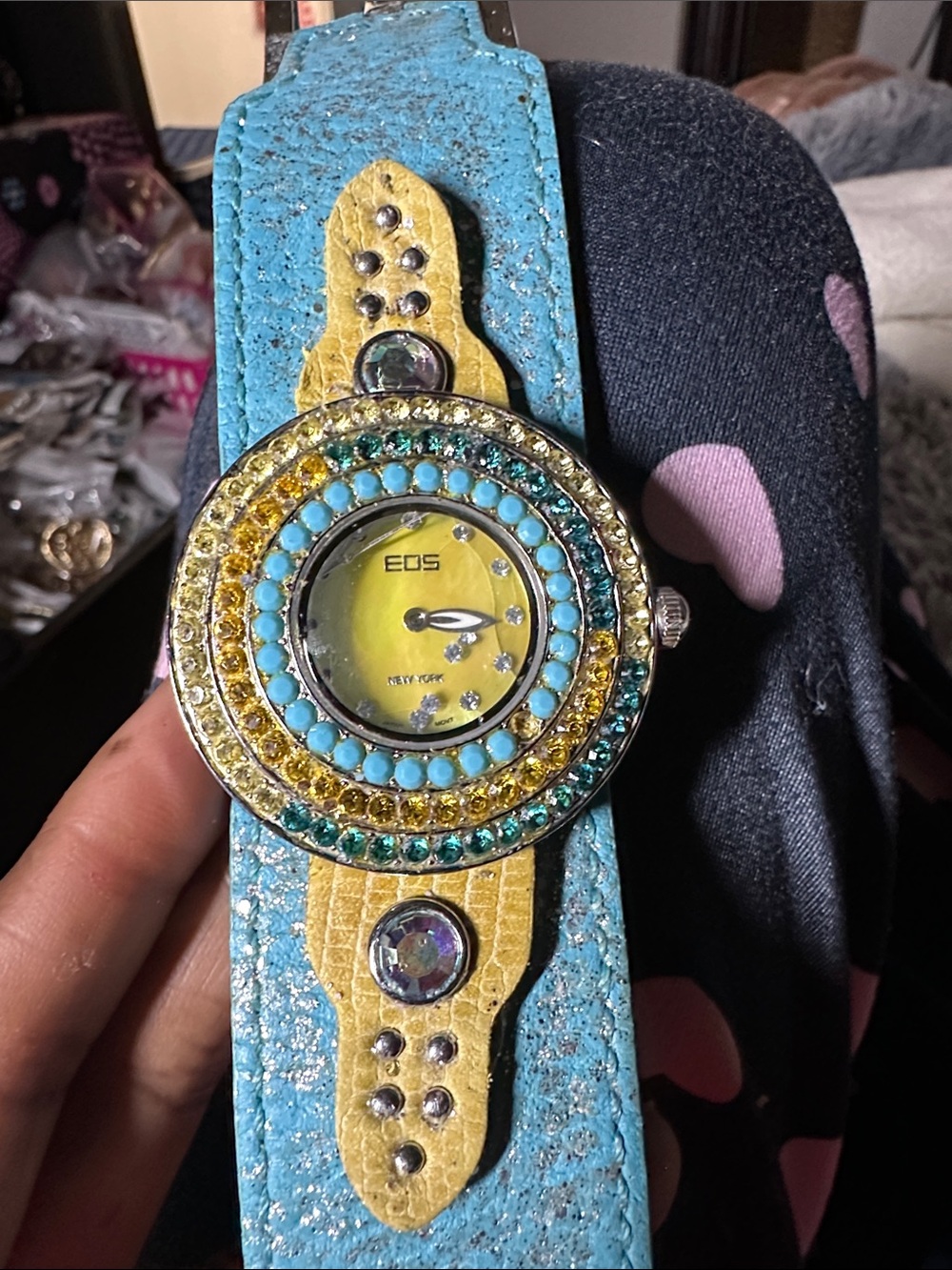 Vintage leather Turquoise Watch-not working-wear/tear-Broken